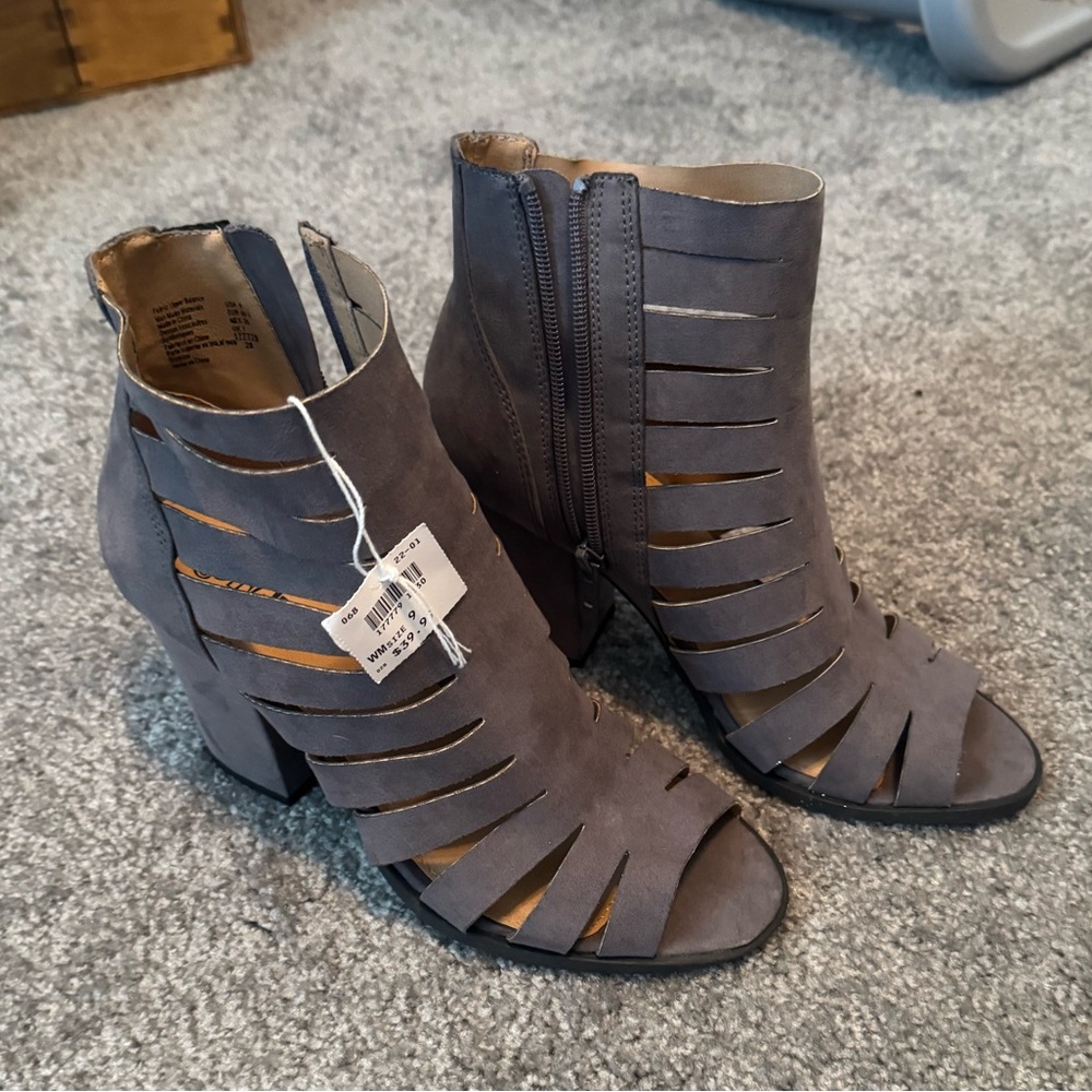 Brash Gray Women's Open Toe Ankle Boots